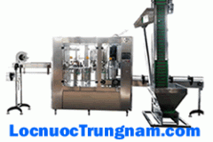 Máy chiết rót 3 trong 1 phục vụ xưởng sản xuất nước đóng chai đóng bình tự động